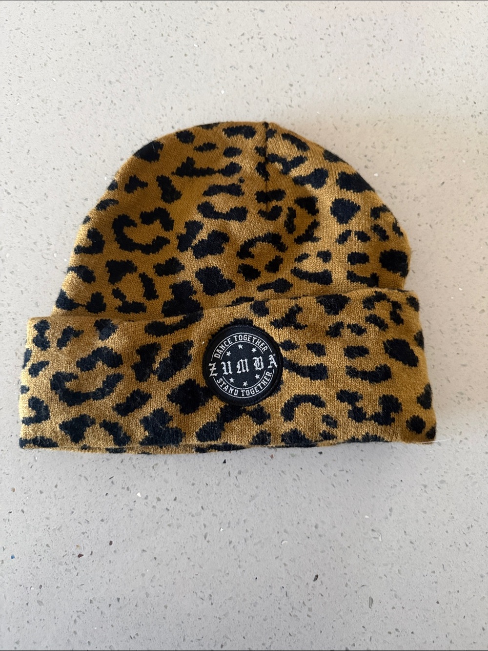 Zumba Fitness Leopard Cuff Beanie - Tan and Black